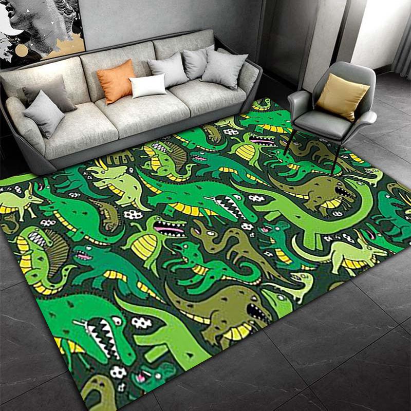 Colorful Cartoon Dinosaur Pattern Carpet for Kids Room Decor Suitable for Use As an Anti-slip for Living Room Bedroom Sofas