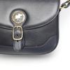 HUNTING WORLD LogoPlate Shoulder Bag Cross body Navy Leather Women Used