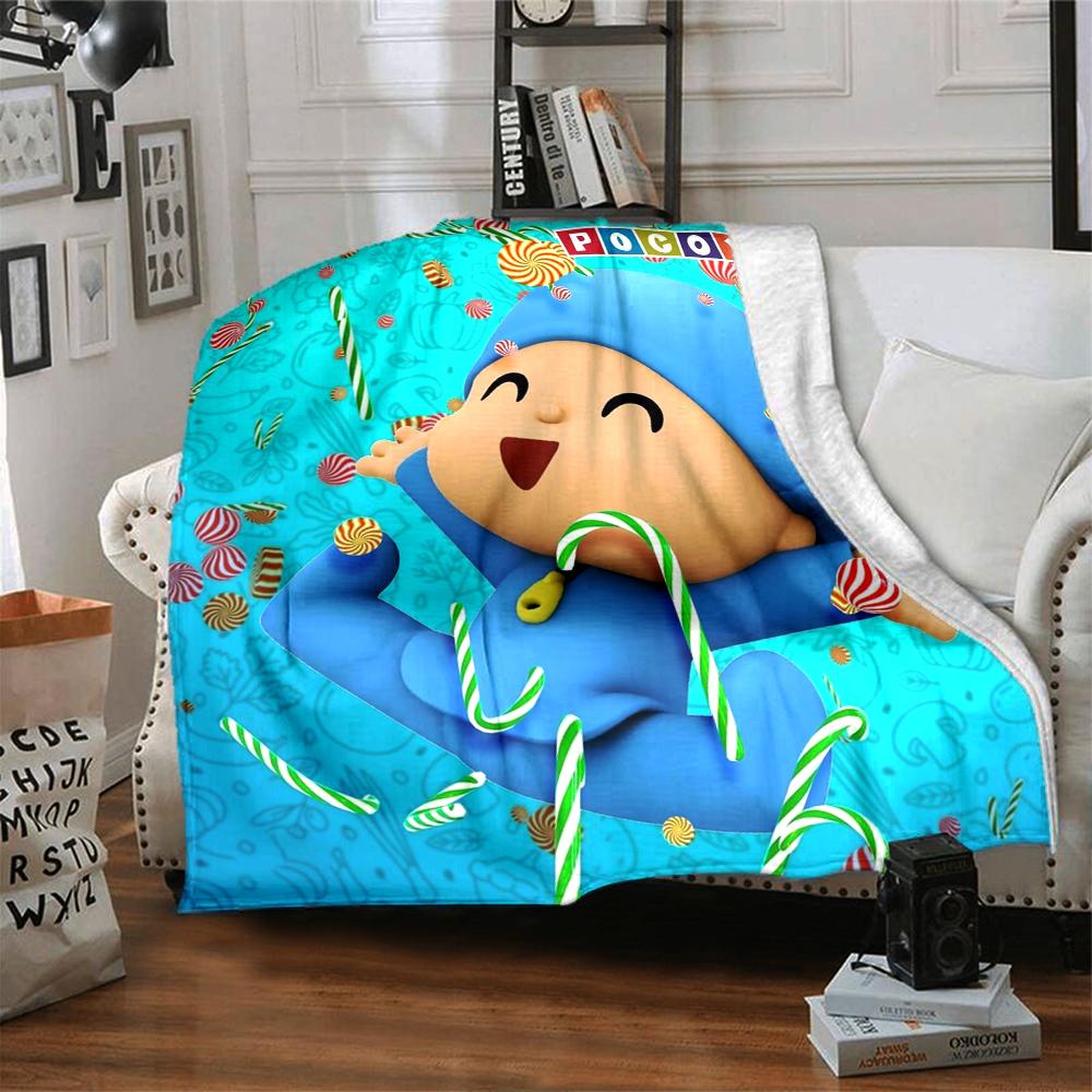 Pocoyo Theme Printed Blanket - Perfect for Couch, Bed, Travel & Outdoor Use | Machine Washable, Cozy & Durable.