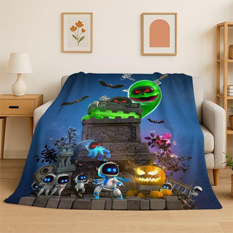 Coperta morbida in flanella A-Astro Bot Robot Cartone Animato, Coperta Accogliente per Letto, Divano, Poltrona, Camera da Letto, Soggiorno, Viaggio, Campeggio