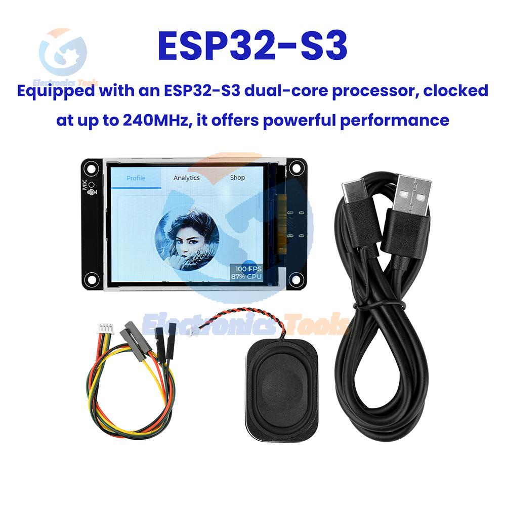 ESP32-S3 Development Board WiFi Bluetooth Dual Core Processor AI Smart Display 2.8-Inch Touch Screen Supports Xiaozhi Type-C