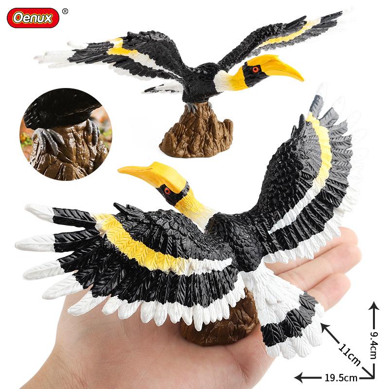 Oenux Bird Nest Animals Peacock Parrot Trogon Hornbill Owl Model PVC Action Figures Big Garden Decoration Cute Kids Toy Gift