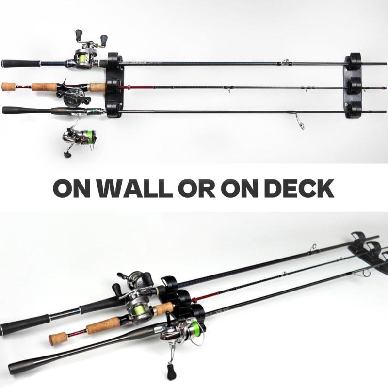 Light Weight Fishing Poles Rack Wall Mounted Fishing Rod Holder Horizontal Support 3 Rod Rack for Boats/Wall/Truck Bed