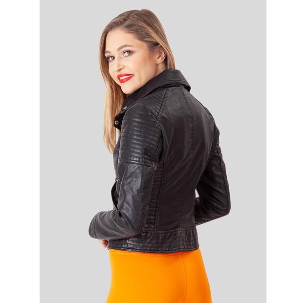Perso Faux Leather Jacket with Zipper