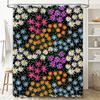 Multicolored Daisy Shower CurtainWaterproof Bath Decoration for Home Decor Black White Floral Pattern, 3D Printing Bathroom Show
