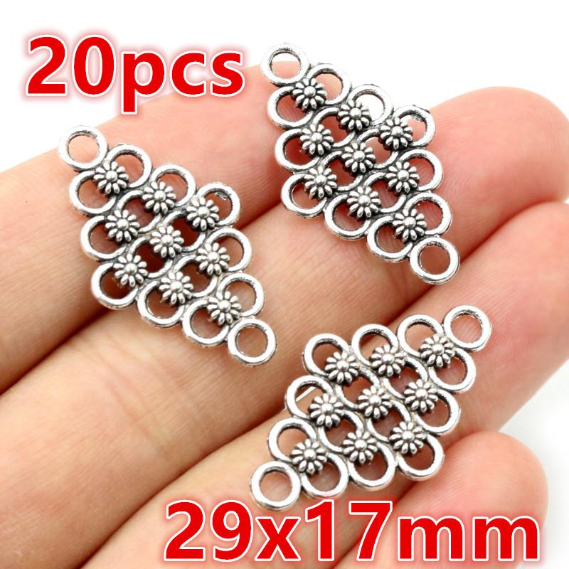 10-30pcs Alloy Metal Flower Charm Pendant Connector DIY Jewelry Making Accessories for Necklace Bracelet Connectors