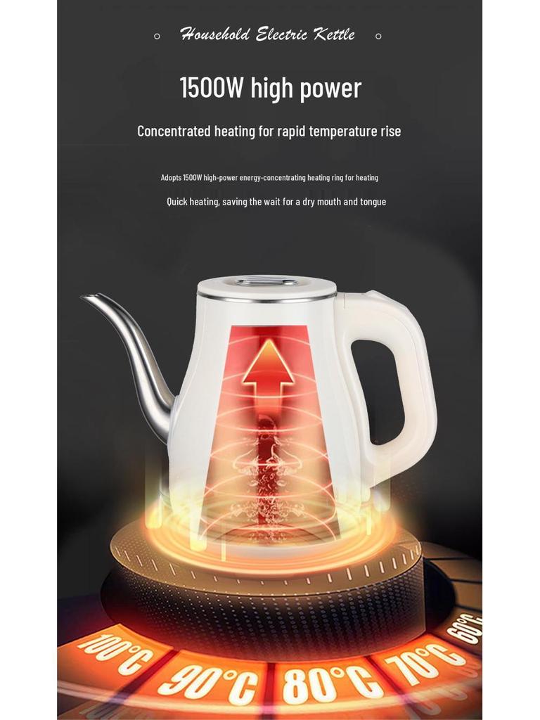 Elektrisk vattenkokare i rostfritt stål med lång pip och automatisk avstängning