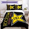 3pcs Rockstar logo pattern bedding set duvet cover set includes duvet cover &pillowcases, perfect all season bedroom decoration & gift