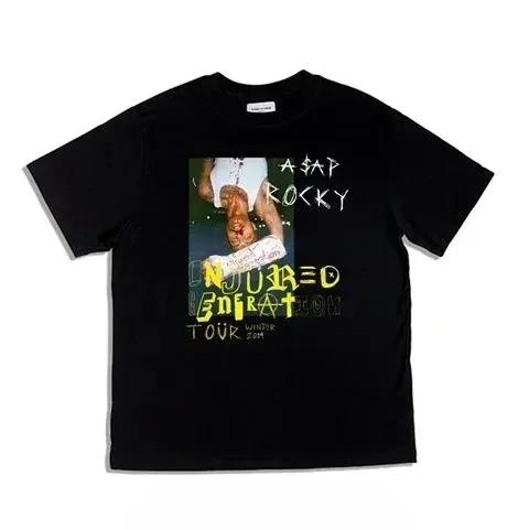 Hip Hop Tshirt Singer Asap Rocky Rap TNG Theme Printed Pure Cotton  Men and Women