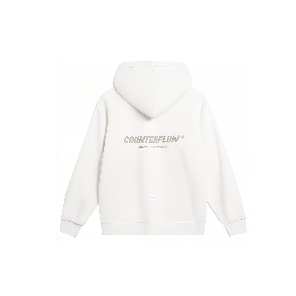 Li Ning CF Suo Brand Logo Letter Print Pullover Hoodie Unisex Hoodies Off-White AWDTB15-2