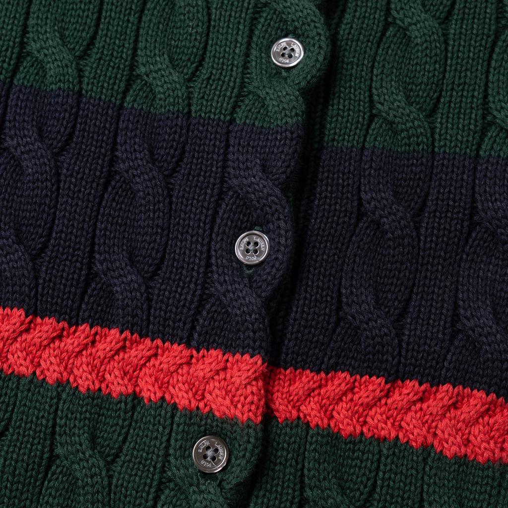 Polo Ralph Lauren Color Block Striped Button Down Long Sleeve Knit Sweater Women Sweater 211A89539-001