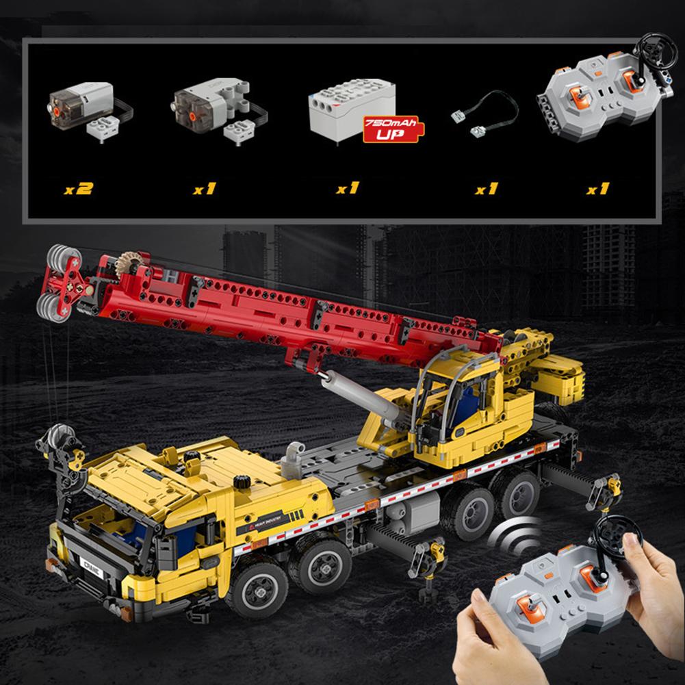 C61081 Building Blocks Assembled Mobile Crane Toys Rechargeable Remote Control Hoist Vehicle Model Gifts For Children Boy