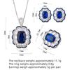 Ladies' Light Luxury Fashion Design Blue Flower Earnail Set Vintage Pendant Set Jewelry Festival Gift Daily Accessories