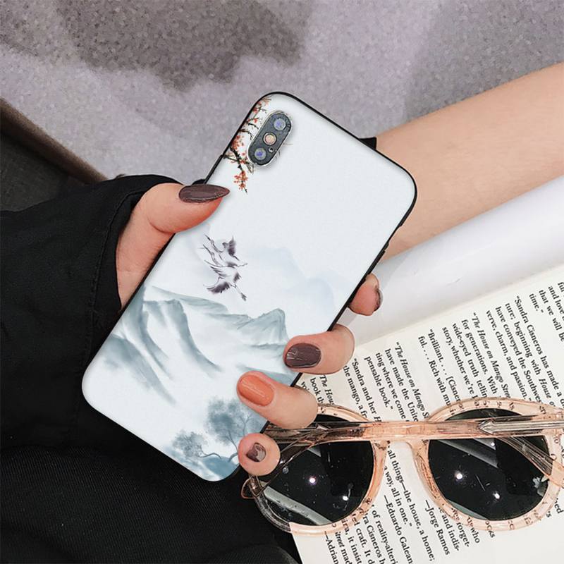 Chinese Style Ink Painting Phone Case for iPhone 11 12 13 Mini Pro Max 8 7 6 6S Plus X 5 S SE 2020 XR XS 10 case