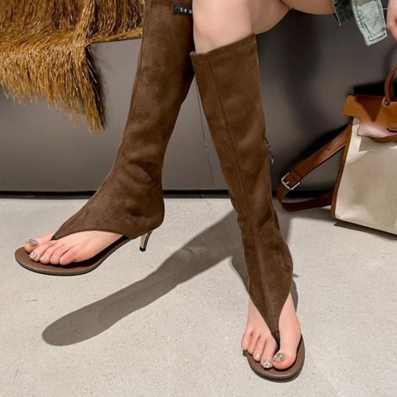 Fashion 2025 New Summer Boots Fish Mouth Clip Toe Mid Boot Fashionable Thin High Heel Side Zipper Women's High Tube Cool Boot Sandalias
