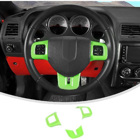 Linskip Steering Wheel Trim Compatible with Dodge Charger/Challenger/Durango/Dart 2009-2014 & Journey 2013-2022, Steering Wheel Cover for Charger