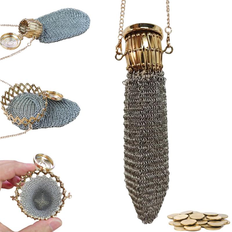 Hochwertige handgefertigte englische Münzbörse im Retro-Stil der 1920er Jahre, Sammlerstück, antike Münze, rostfreier mittelalterlicher Stahl, Geldbörse, Geschenk