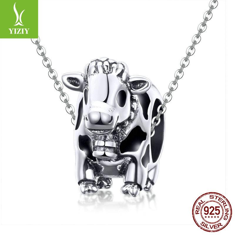 Yinziyun Original Cute Cow 925 Sterling Silver Beaded Bracelet