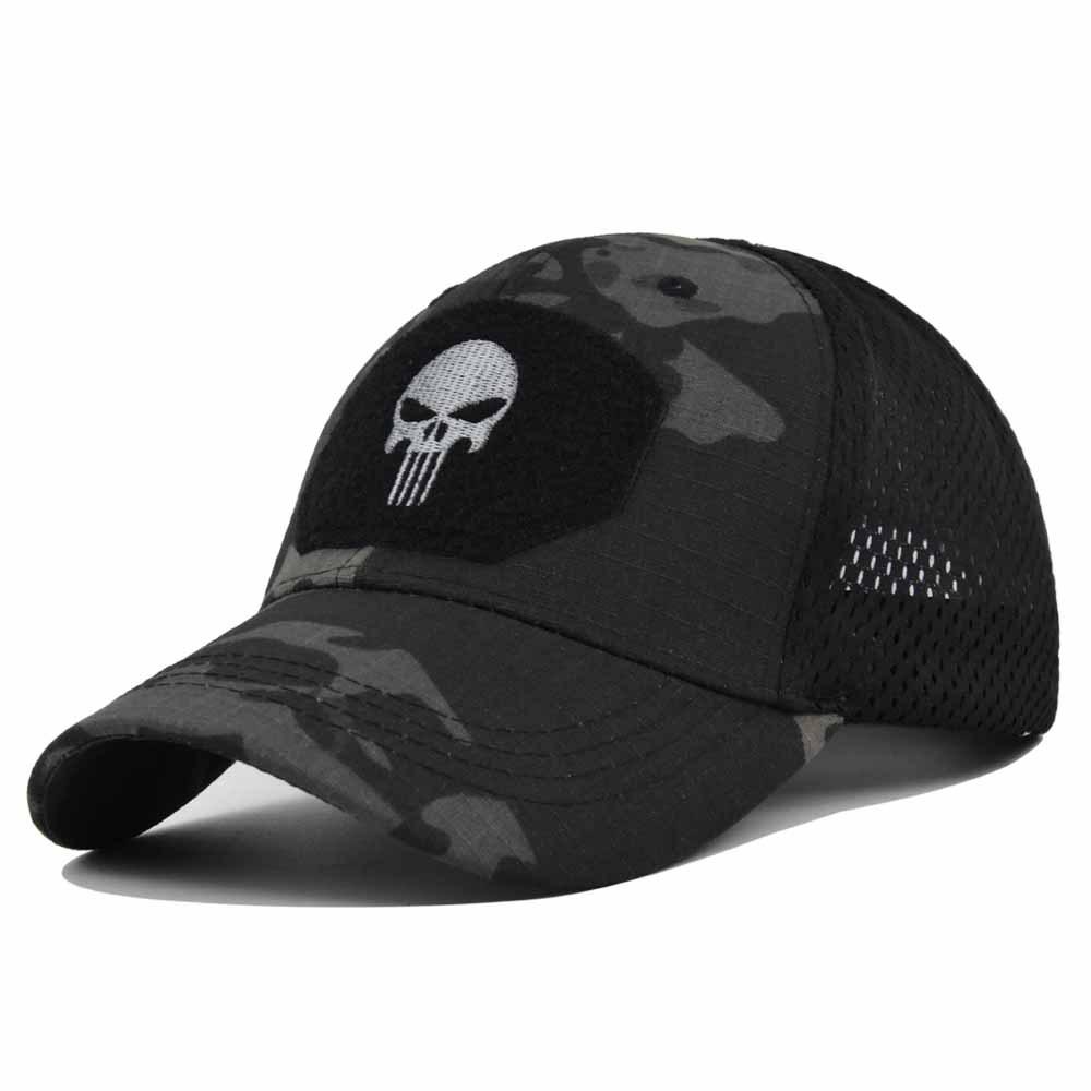 Men Women Skull Print Snapback Cap Outdoors Tactical Camouflage Mesh Baseball Caps Male Summer Sport Hiking Trucker Sunshade Hat