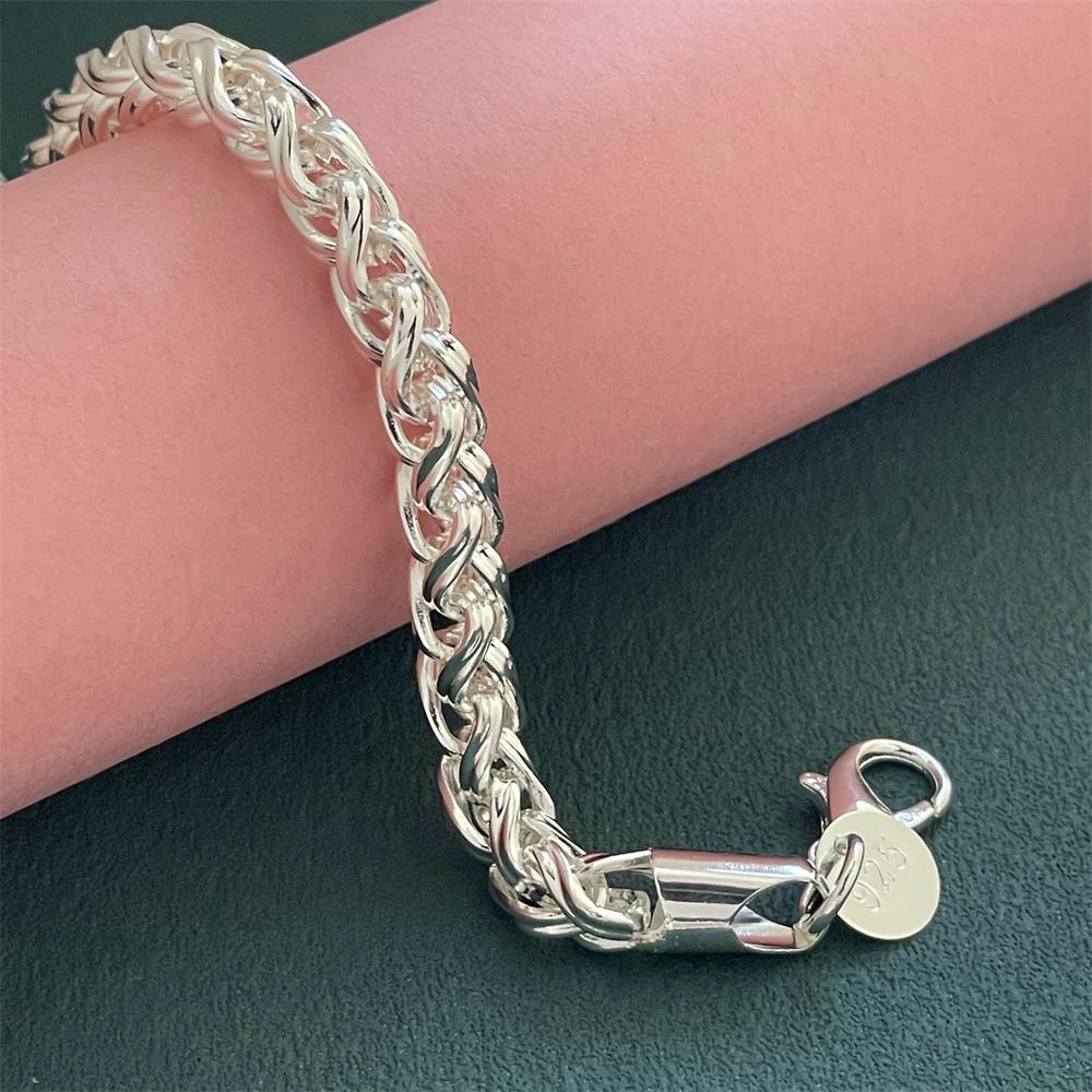 Fashion Jewelry  Sterling  Bracelet 6MM20CM Suitable for Women Fashion Wedding Party Gift Jewelry