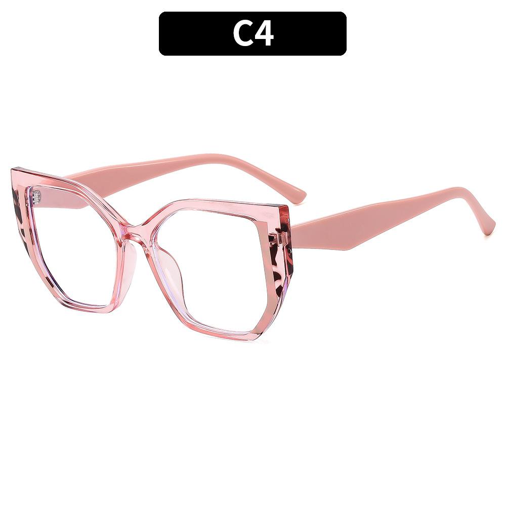 New Fashion Printing Anti-blue Presbyopic Glasses Elderly Spring Leg Oversized Eyeglasses Pink Leopard Polygon Square Glasses +1