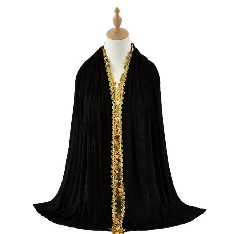 Hot-selling new sequined mercerized cotton versatile long scarf female Malay comfortable and elegant solid color simple bag head scarf