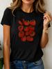 Casual Unisexs Tshirt Red Tomato Print Round Neck Short Sleeve For Daily Leisure Activities Femalle Clothes Comfortable Y2k