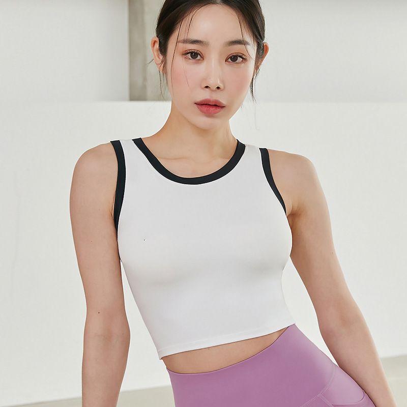With Chest Pad Export New Arrival Sports Yoga Vest Female I-Shaped Wrapped Chest Shockproof Quick-Drying Elastic Color Matching Gym Top