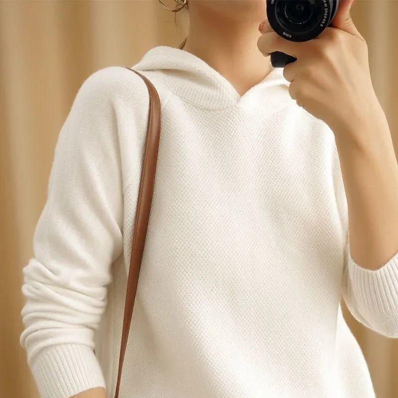 

Пуловер, осень и зима 2022, корейский свитер с капюшоном, универсальный женский свитер с длинными рукавами, свободный свитер, топы One Size