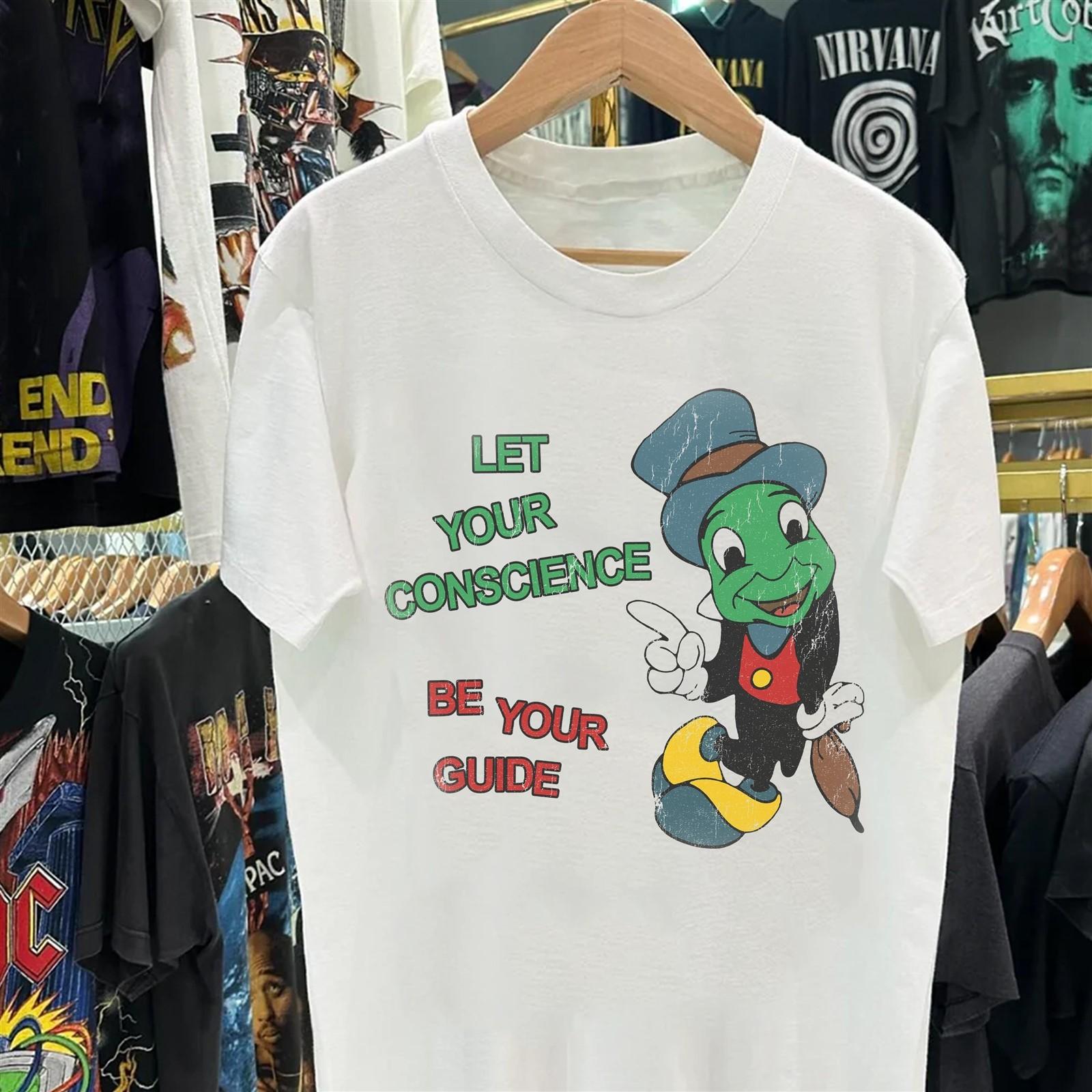 Let Your Conscience Be Your Guide Rare White T-Shirt S 3XL