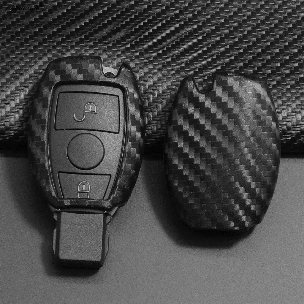 Carbon Men Car Key Bag Case For Mercedes Benz BGA AMG W203 W210 W211 W124 W202 W204 W205 W212 W176 Silicone Cover