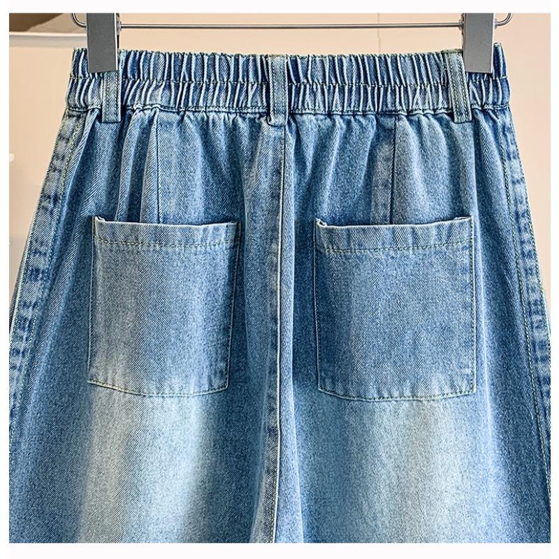 DIMANAF 2026 Neue Damen Jeans Hosen in Übergröße Denim Baumwolle Locker Lässig Elastische Taille Mode Damen Shorts Kleidung Sommer