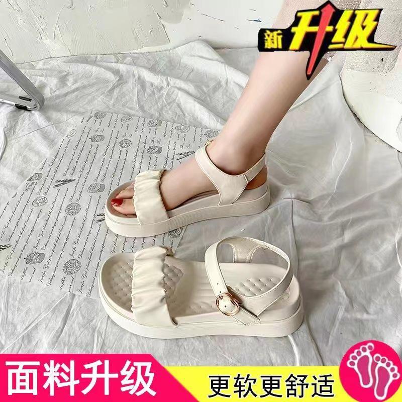 

2025 новые сандалии женские повседневные школьницы красивые на платформе сказочный ветер пляжные плоские римские туфли 40