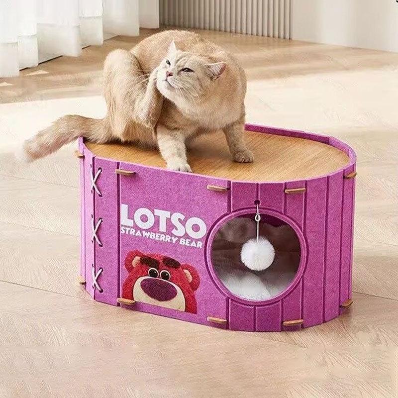 All-Season Cat Tree: Multi-Level Climbing Frame with Integrated Scratch Board & Enclosed Nest