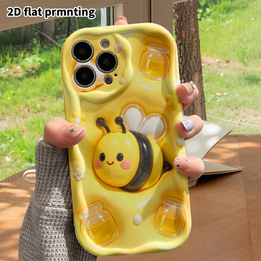 Phone Case: 2D Flat Design Suitable for iPhone 18 17 16 15 14 13 Pro Protective Case, Little Bee, Perfect Christmas and Halloween Holiday Gift