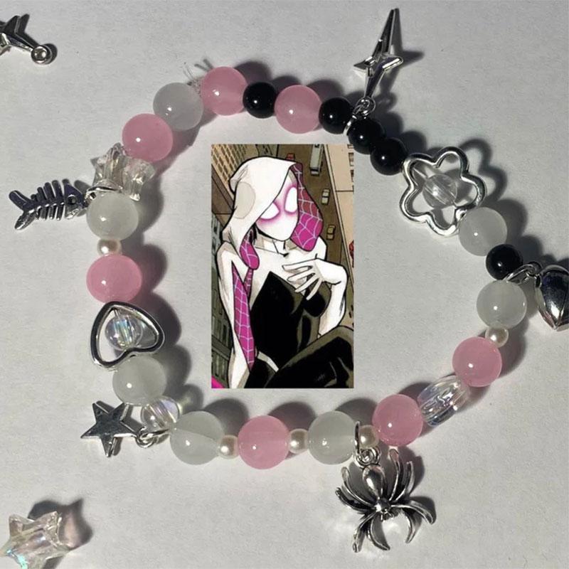 

Парные браслеты из бисера Майлза Моралеса и Гвен Стейси, эстетика 2000 года, кокетка, подарок для нее, паук