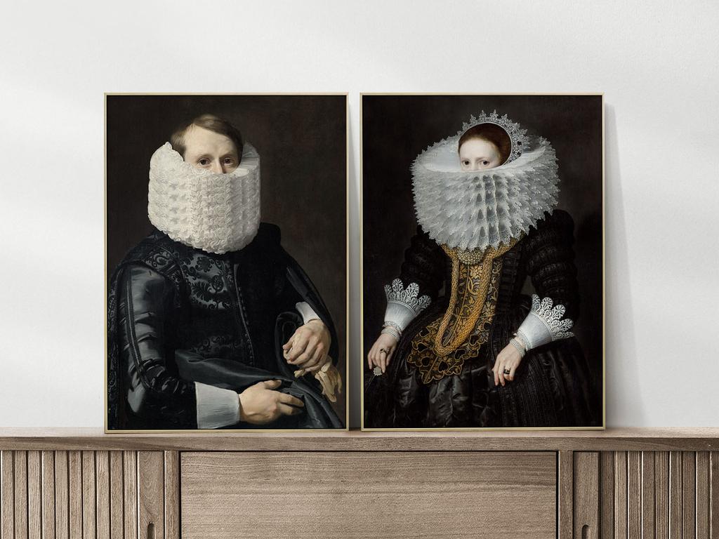 Zestaw dwóch plakatów portret koronka