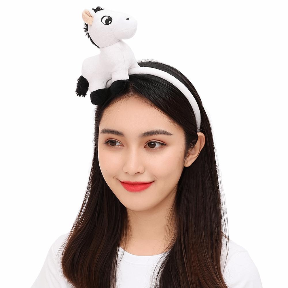 Cartoon Horse Headband Mascot New Year Headpiece Cute Plush Hair Hoop  Photo Prop