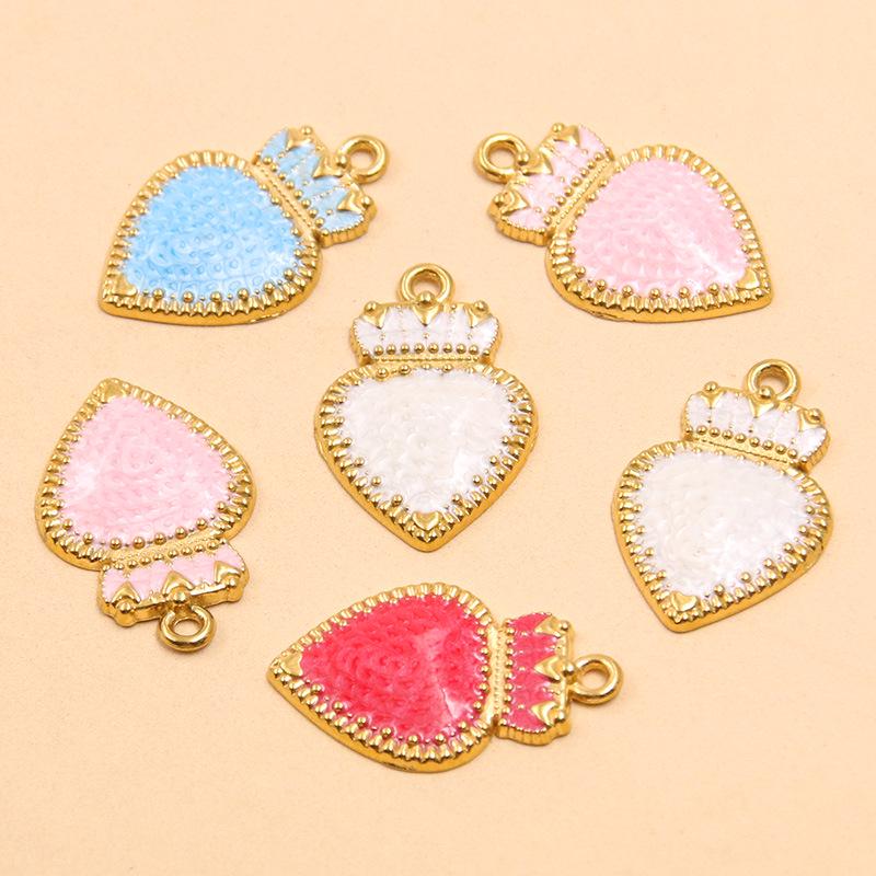 17x26mm Gold & Enamel Stainless Steel Crown Heart Pendants - 4 Colors for Retro Necklace/Bracelet Charms