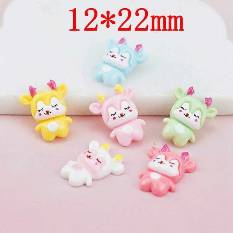 20pcs Colorful Resin Cartoon Deer Animal Flatback Cabochon Scrapbook Craft DIY Accessory Decor Figurine