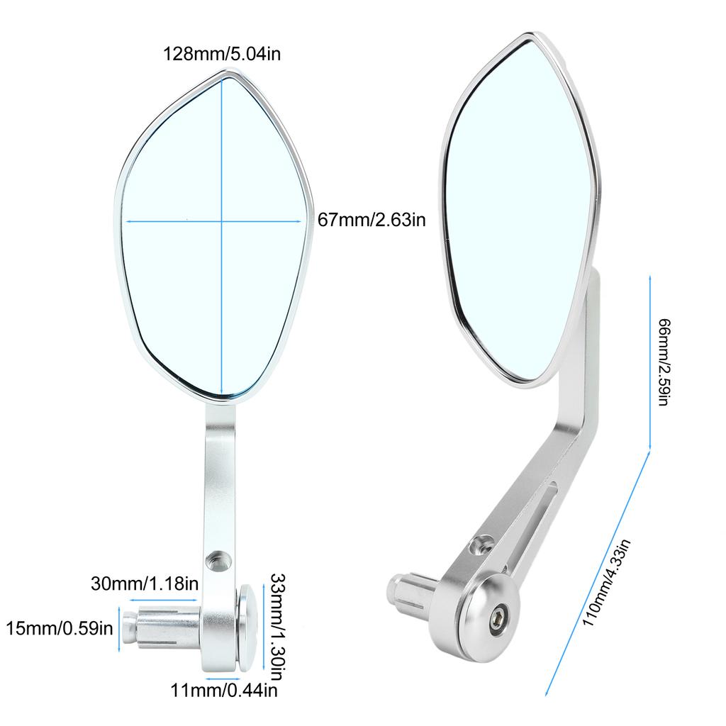 2pcs 22mmCelsius0.87in Motorcycle Mirro Handlebar Side Mirror Replacement for SU UKI 250R R600 R750