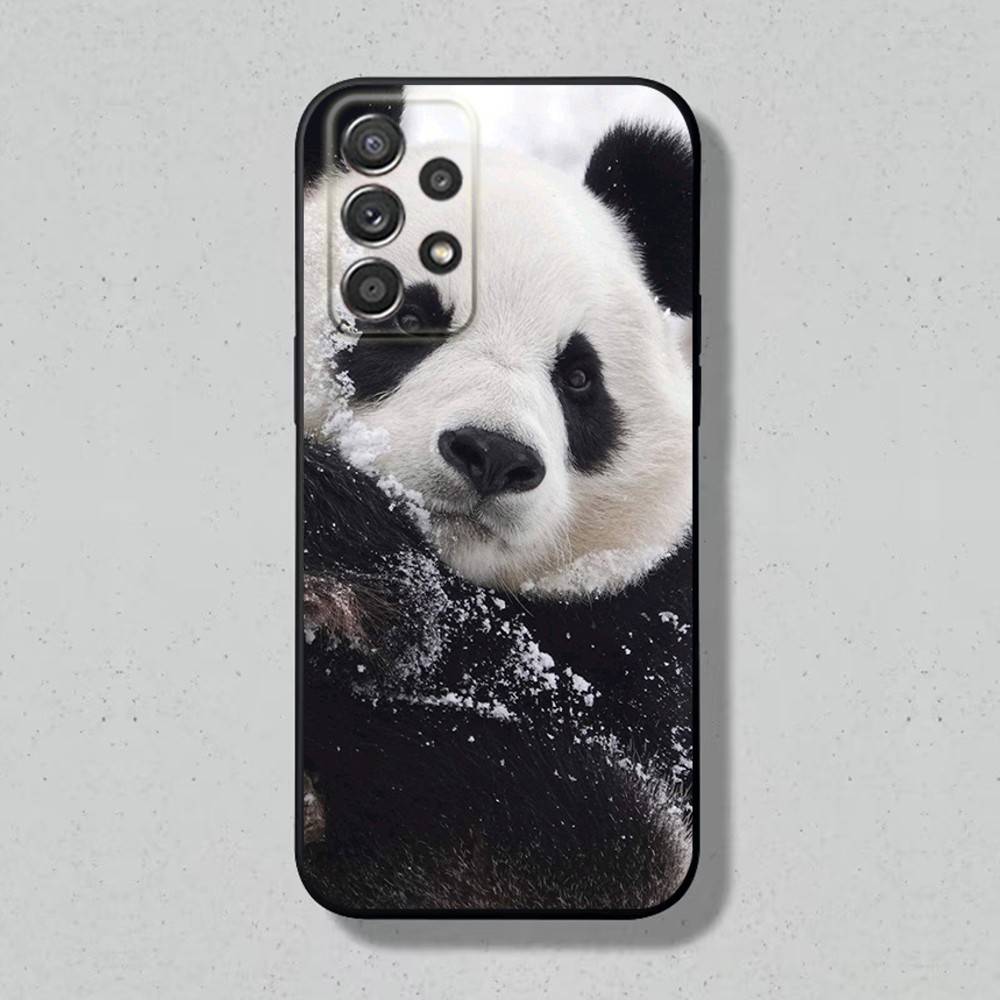 Cute Panda Phone Case For Samsung S25,24,23,22,21,20,10,10E,9 Plus FE Note 20 Plus Soft Black Cover Shell