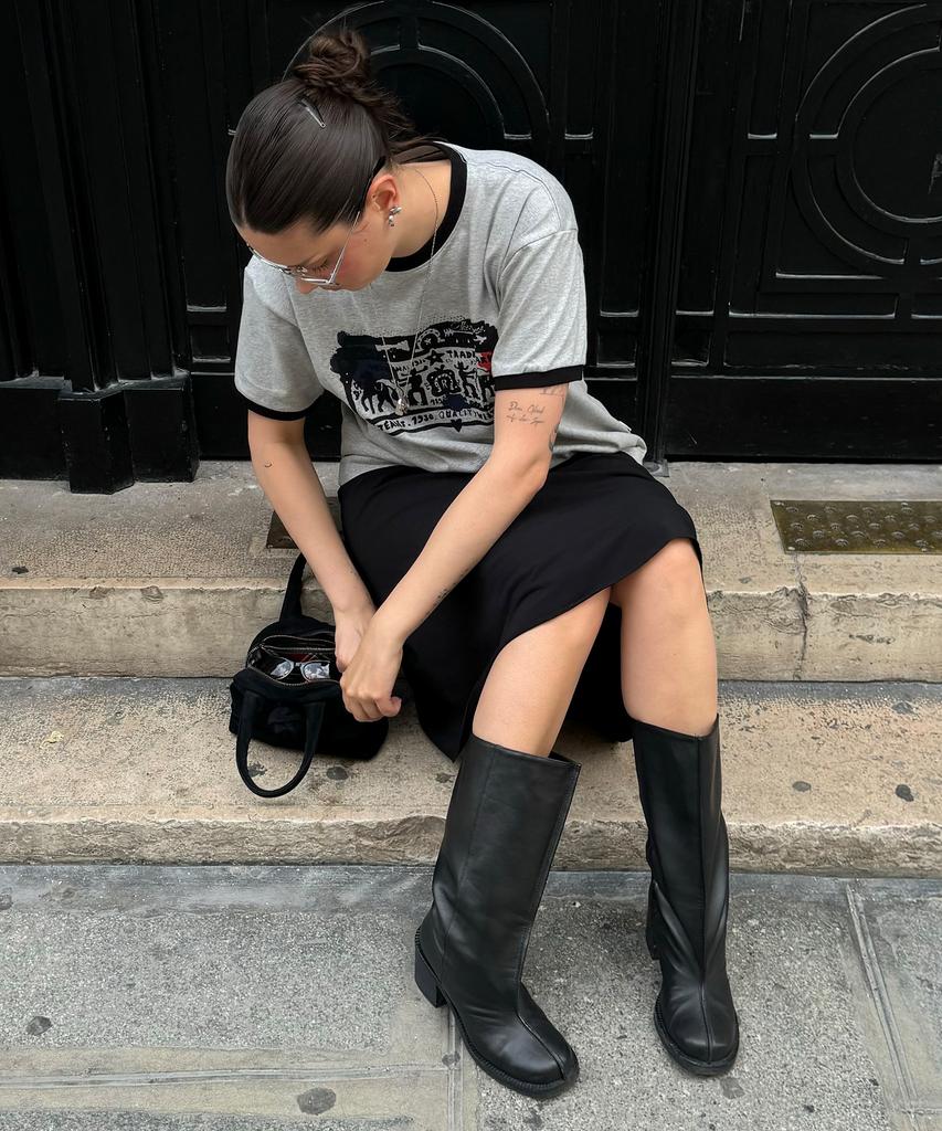 THEVINYLHOUSE Cowboy Pictogram Ringer Tee Gray