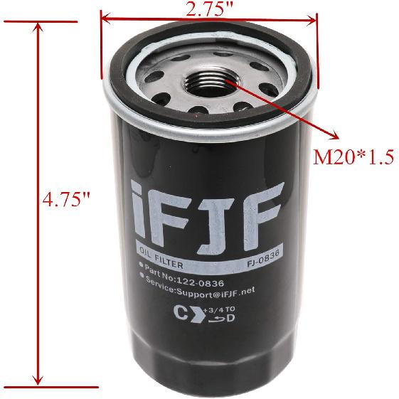 IFJF 122-0836 Oil Filter Replacement For RV QG 5500/7000 Series HGJAA HGJAB HGJAC Spin-On Replaces 01220836 B7238 PH2875 PH10027