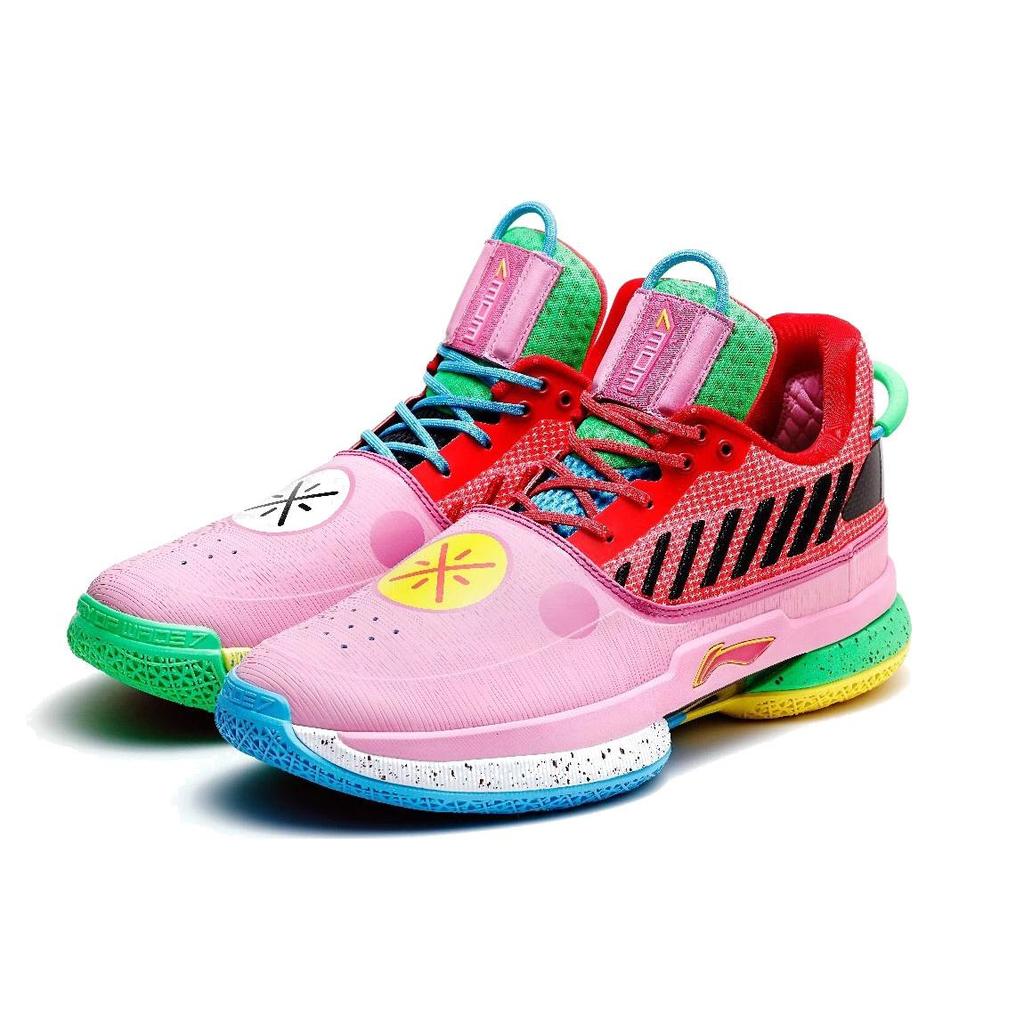 Li Ning WOW 7 Dämpfung Rutschfest Abriebfest Niedrig geschnitten Basketballschuhe Herren Pink ABAN079-9