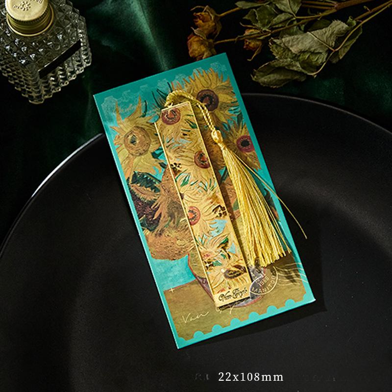 New Retro Floral Painting Hollow Metal Bookmark Bronzing Bookmark With Tassel Stationery Gifts For Book Club Reader
