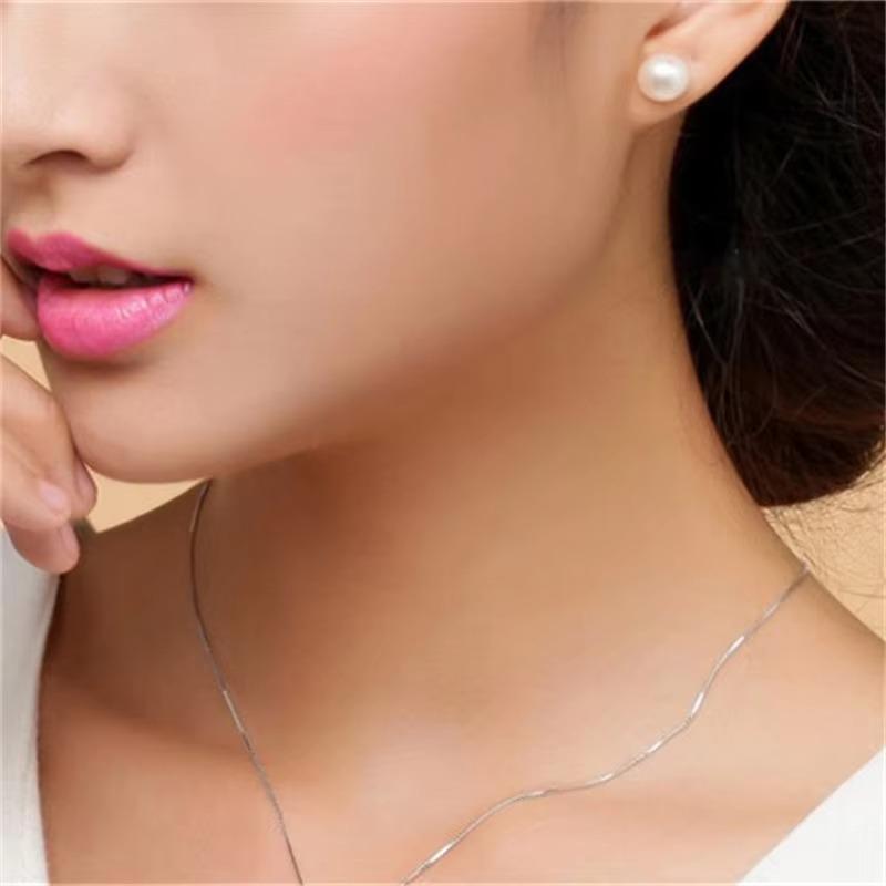 Natural Freshwater Pearl Stud Earrings Real 925 Sterling Sliver Earring Cultured White Pearl For Women Earring Jewelry