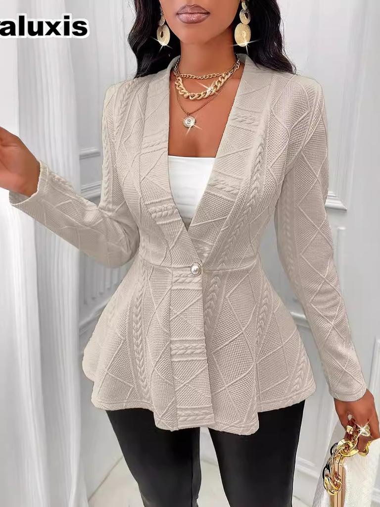 Women's Autumn Overcoat Thick Fleece Fit Formal Blazer Jacket