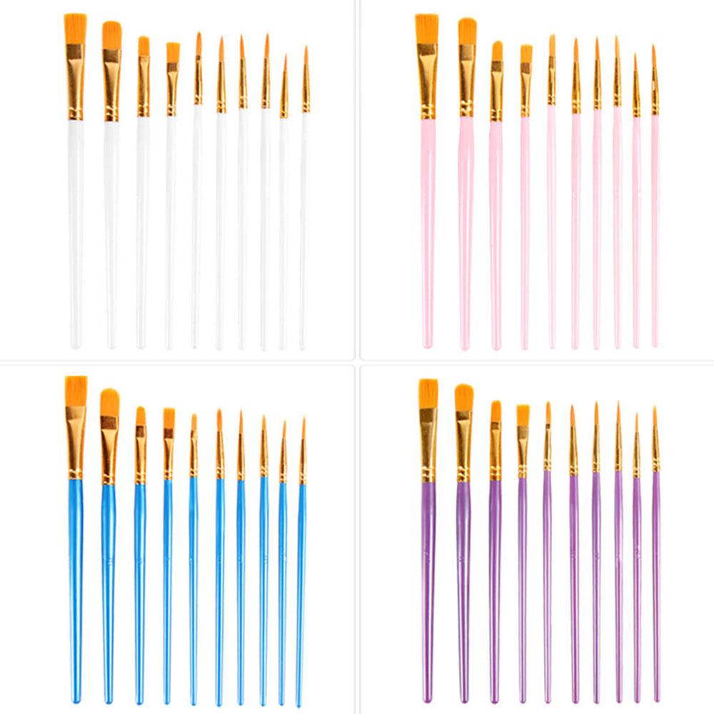 10pcs/sest Professional Artist Nylon Paint Brush Set Watercolor Painting Brushes New Colors