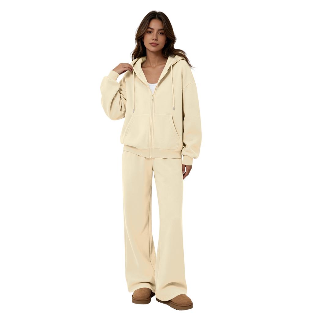 Women's Two Piece Sweatshirt Set with Wide Leg Pants Casual Track Suit for and Wear